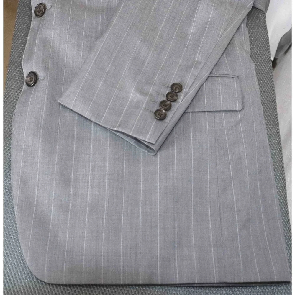 Polo Ralph Lauren Blue Label Gray Pinstripe Blazer Jacket Mens Size 42L